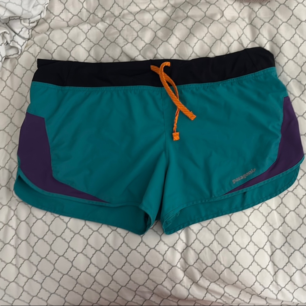 Patagonia Teal and Purple Athletic Shorts
